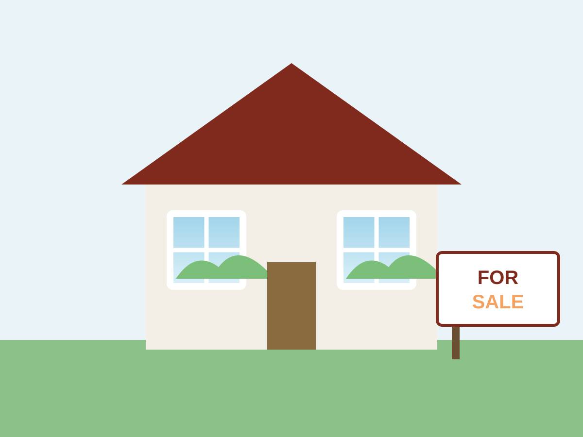 Illustration of a house with a for-sale sign